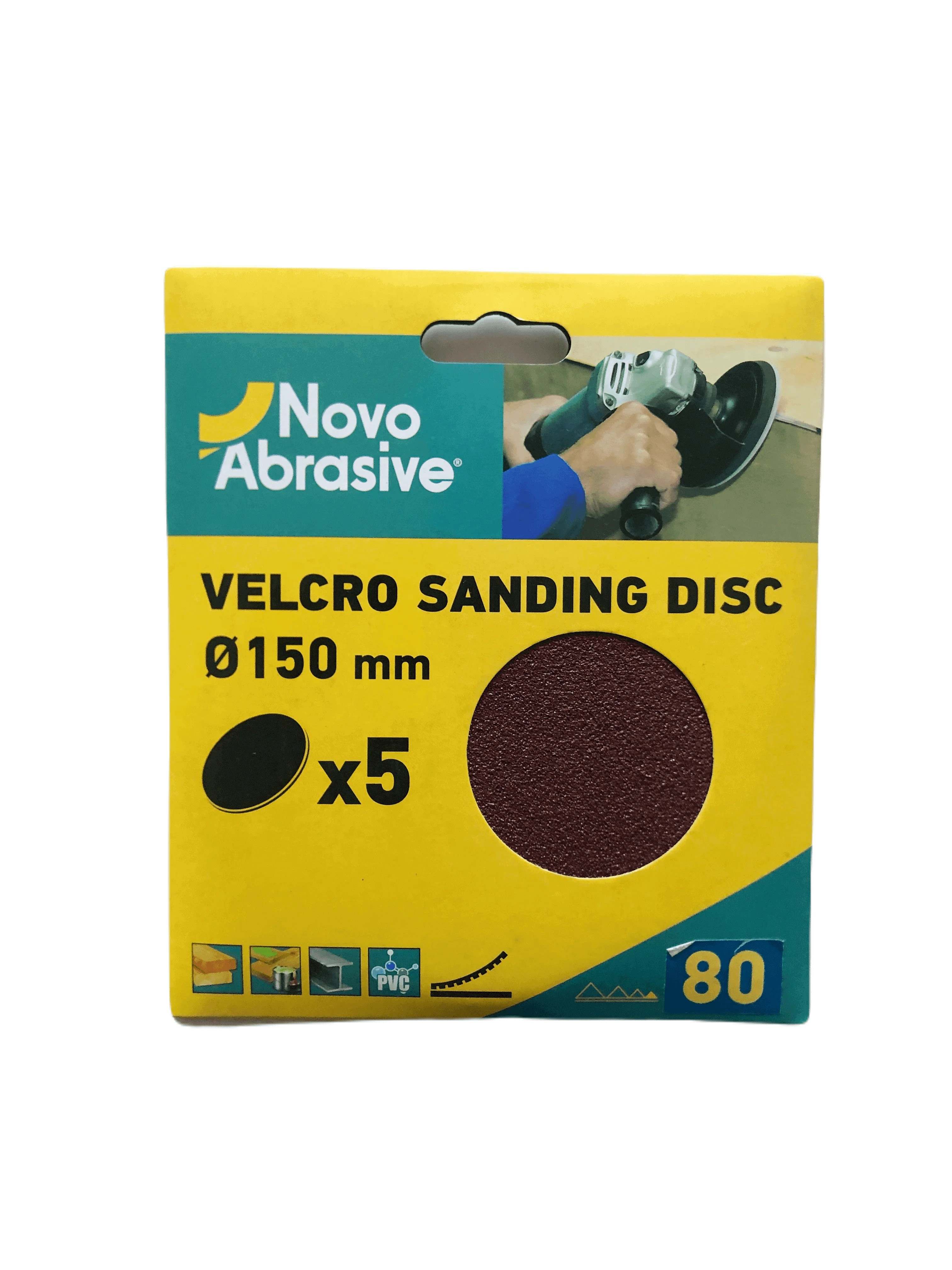 Круг шліфувальний самозачепний NovoAbrasive 150 мм, Р80, 5шт.